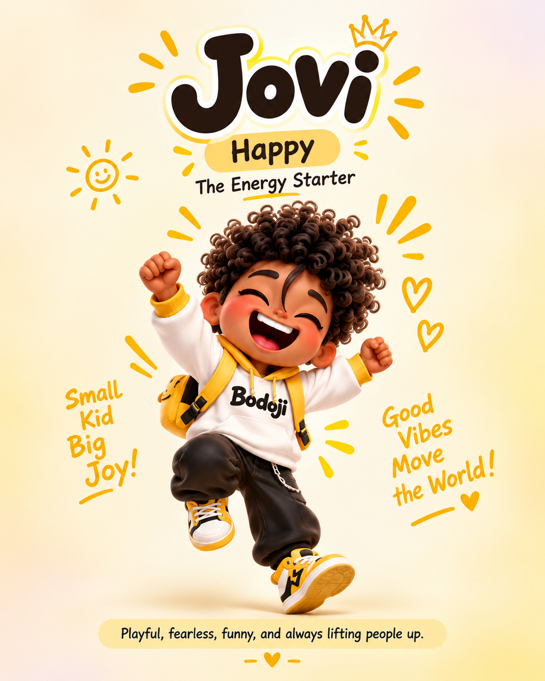 Jovi, the full-body happy Bodoji character poster