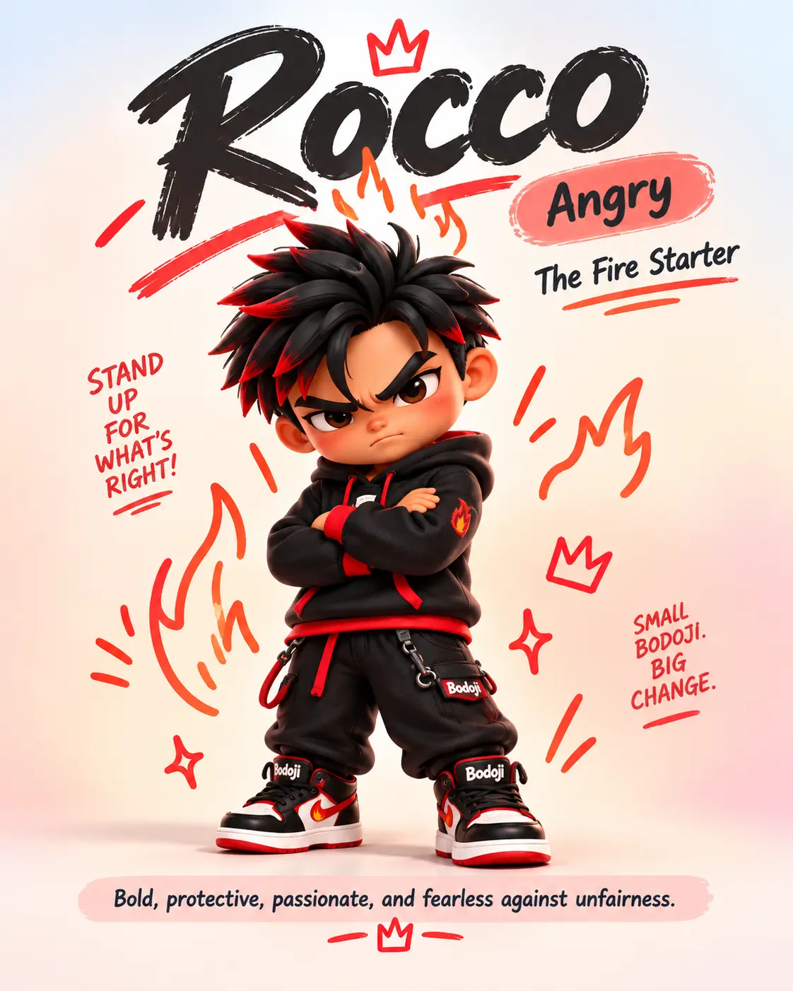 Rocco, the full-body angry Bodoji character poster