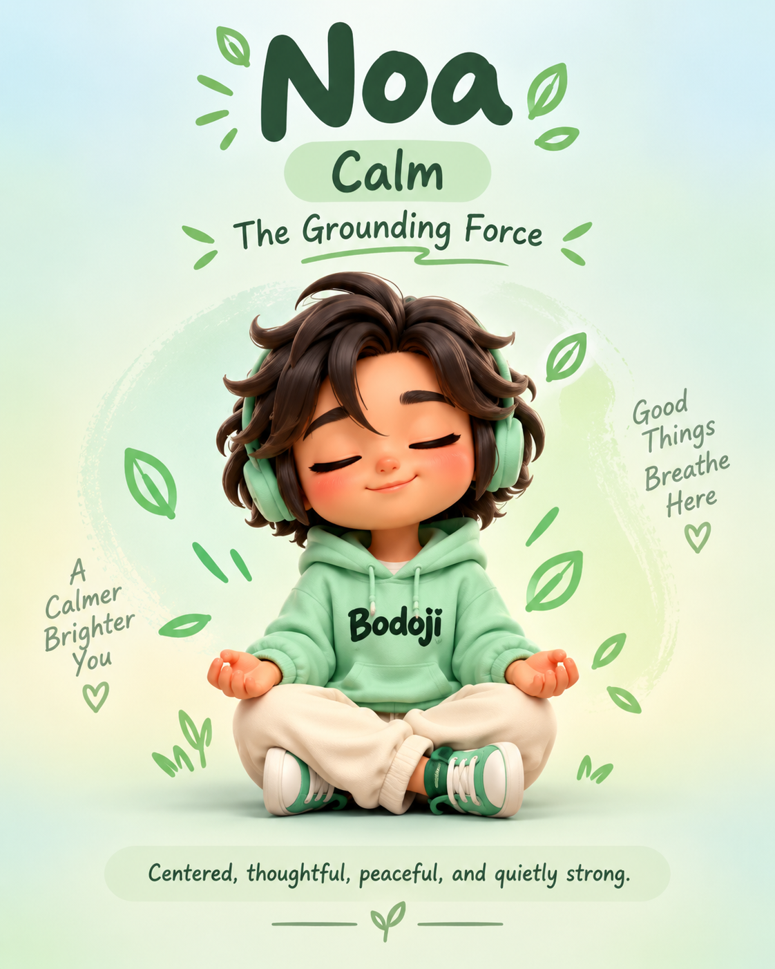 Noa, the full-body calm Bodoji character poster